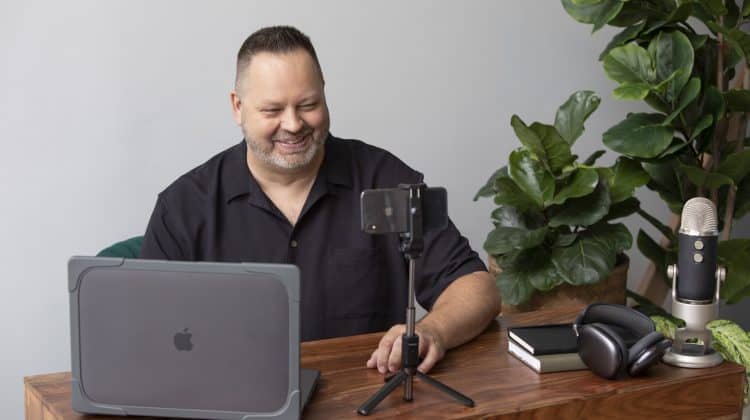 Paul Pruitt teaching a live stream at desk for his members