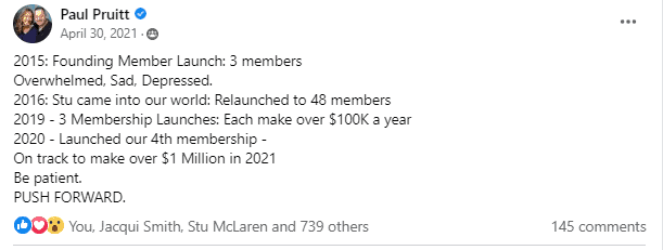 Screenshot of Paul Pruitt's journey since discovering Stu McLaren and his Membership Experience program